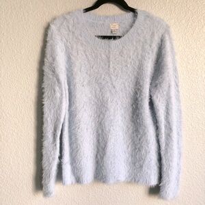A New Day blue fur large long sleeve sweater top